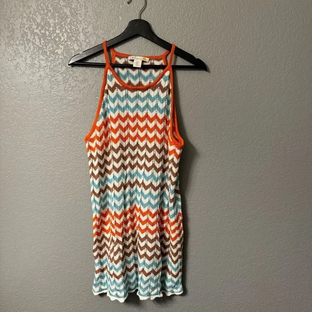 C&C California Chevron Knit Dress/Swim Coverup Women's Size L